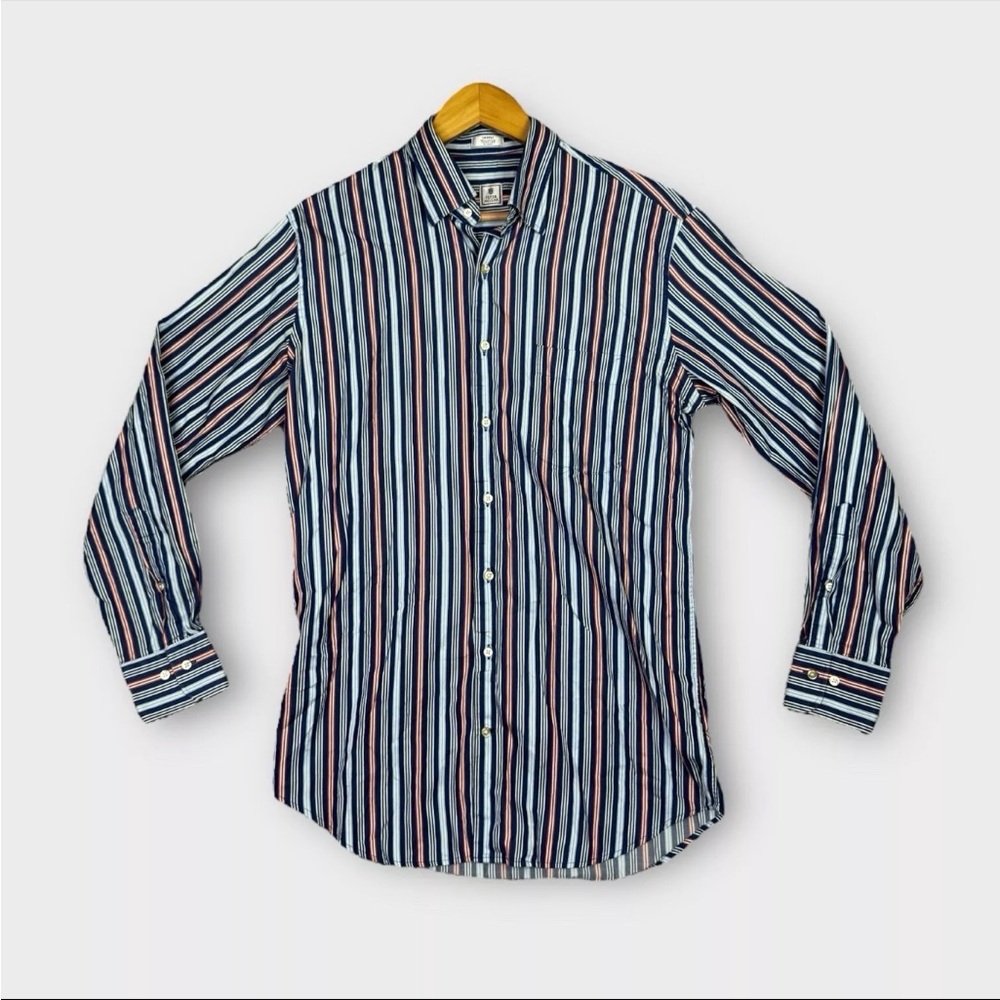 Peter Millar Cotton Long Sleeve Button Up Shirt Mens Size M Multi Color Striped